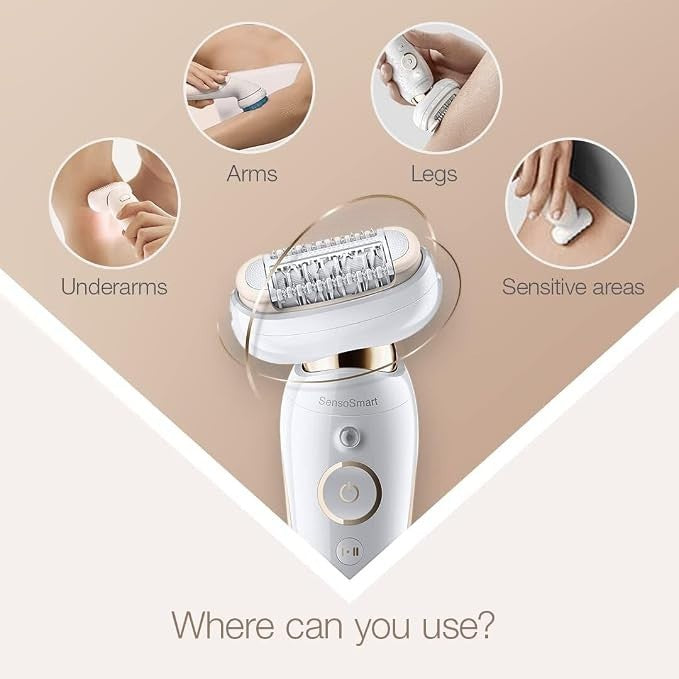 Braun Silk-épil 9 Flex Women's Electric Epilator with 360° Flexible Head for Simple Hair Removal, Wet & Dry, Long Smooth Skin 9-060 3D, White/Pink