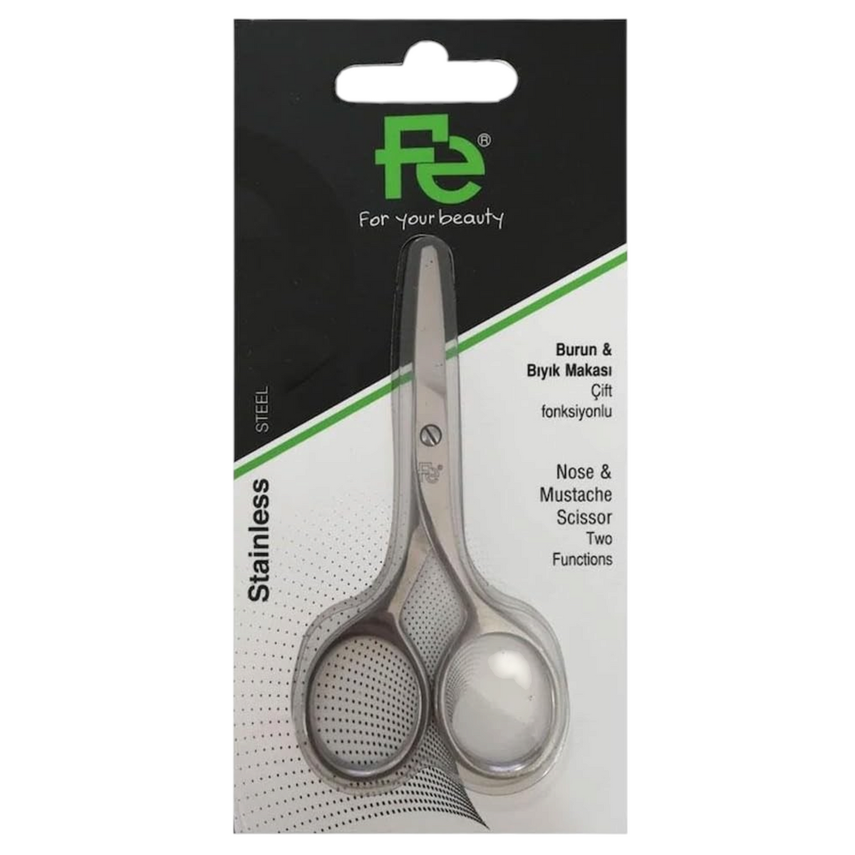 Said Salem Fe Nnose stainless steel nose and moustache grooming scissors in retail blister packaging