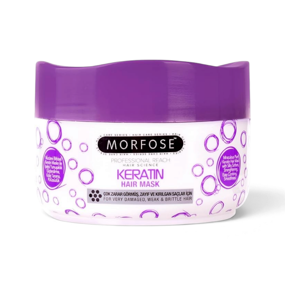 Said Salem Morfose keratin hair mask in a 500ml white jar with a purple lid for damaged, weak, and brittle hair