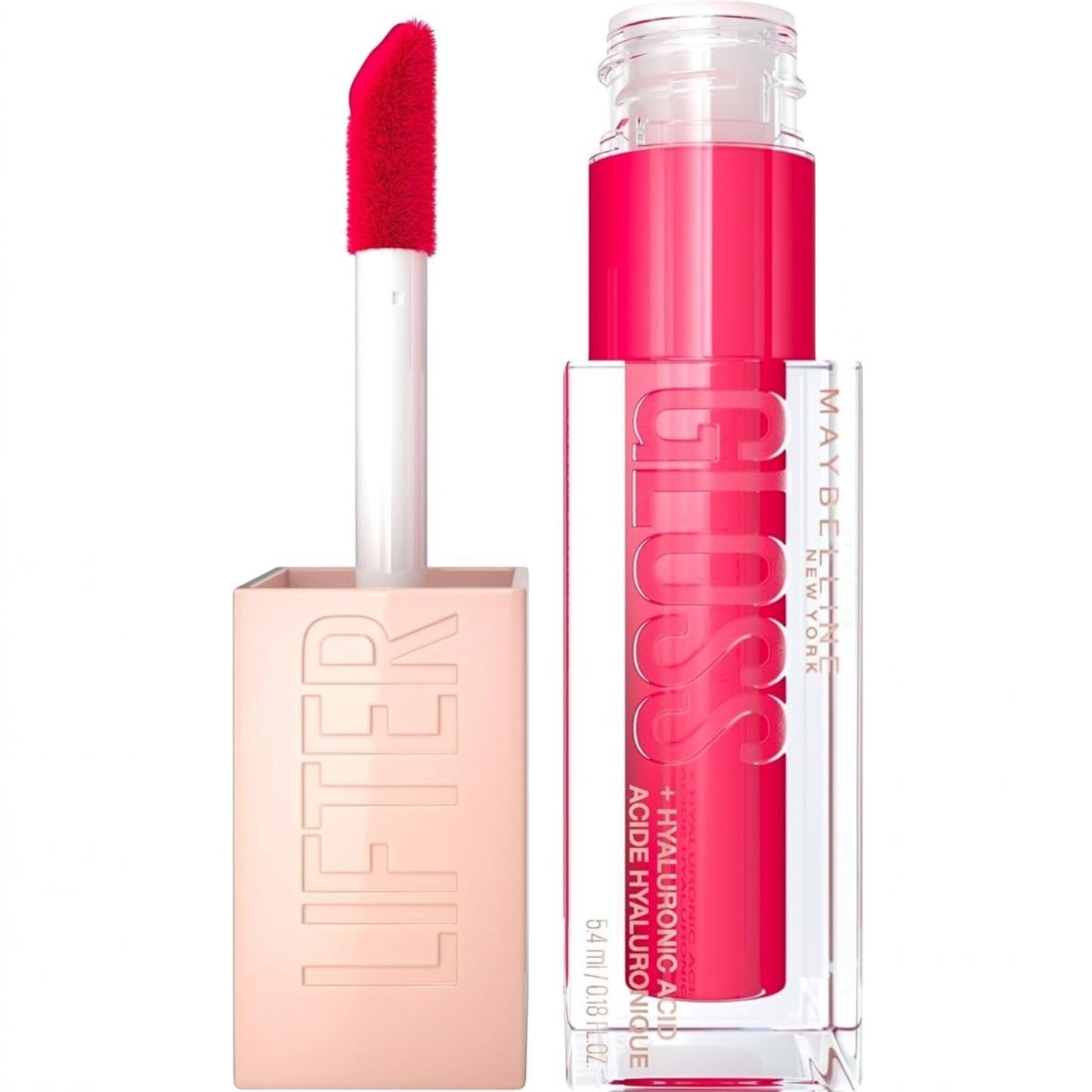 Maybelline New York LIFTER GLOSS WITH HYALURONIC ACID, HYDRATING LIP GLOSS, HIGH SHINE, MOISTURIZING, 024 Bubblegum