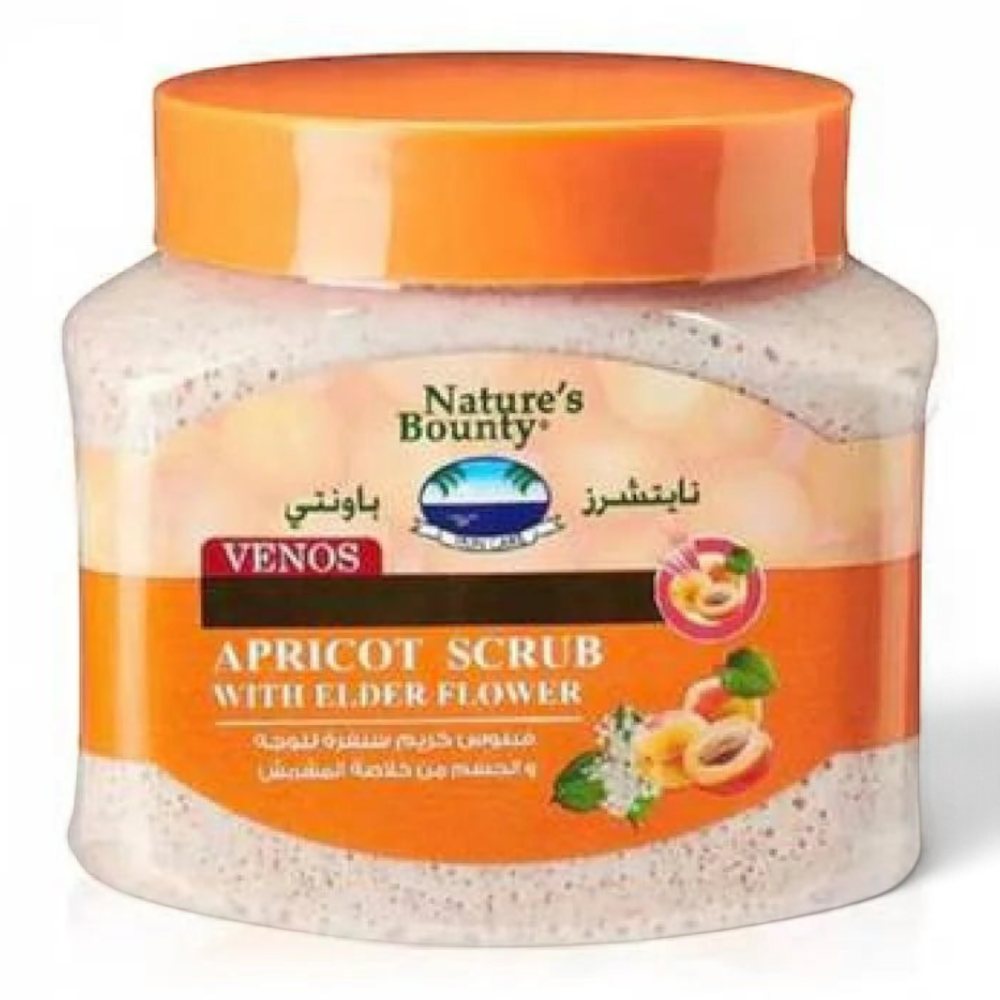 Said Salem Nature's Bounty Apricot Scrub with elder flower in a 600ml jar for face and body exfoliation.