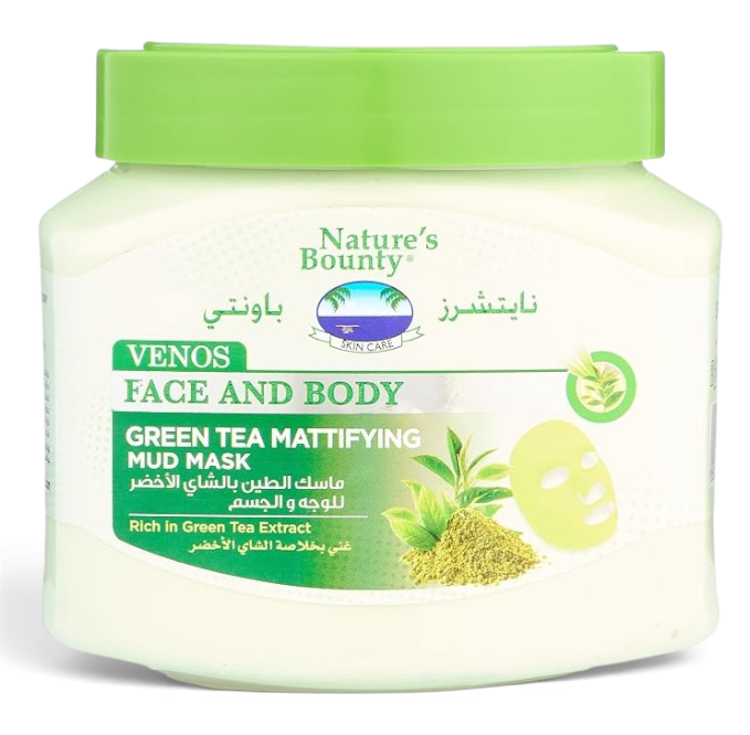 Said Salem Nature's Bounty green tea mattifying mud mask in a 560ml jar for face and body skincare.