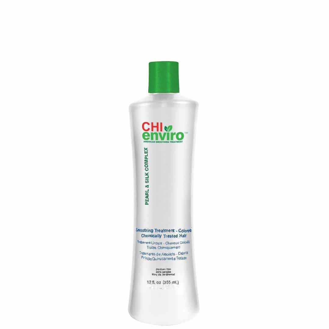 Said Salem CHI Enviro American Smoothing Treatment for colored and chemically treated hair in a 12 oz bottle.