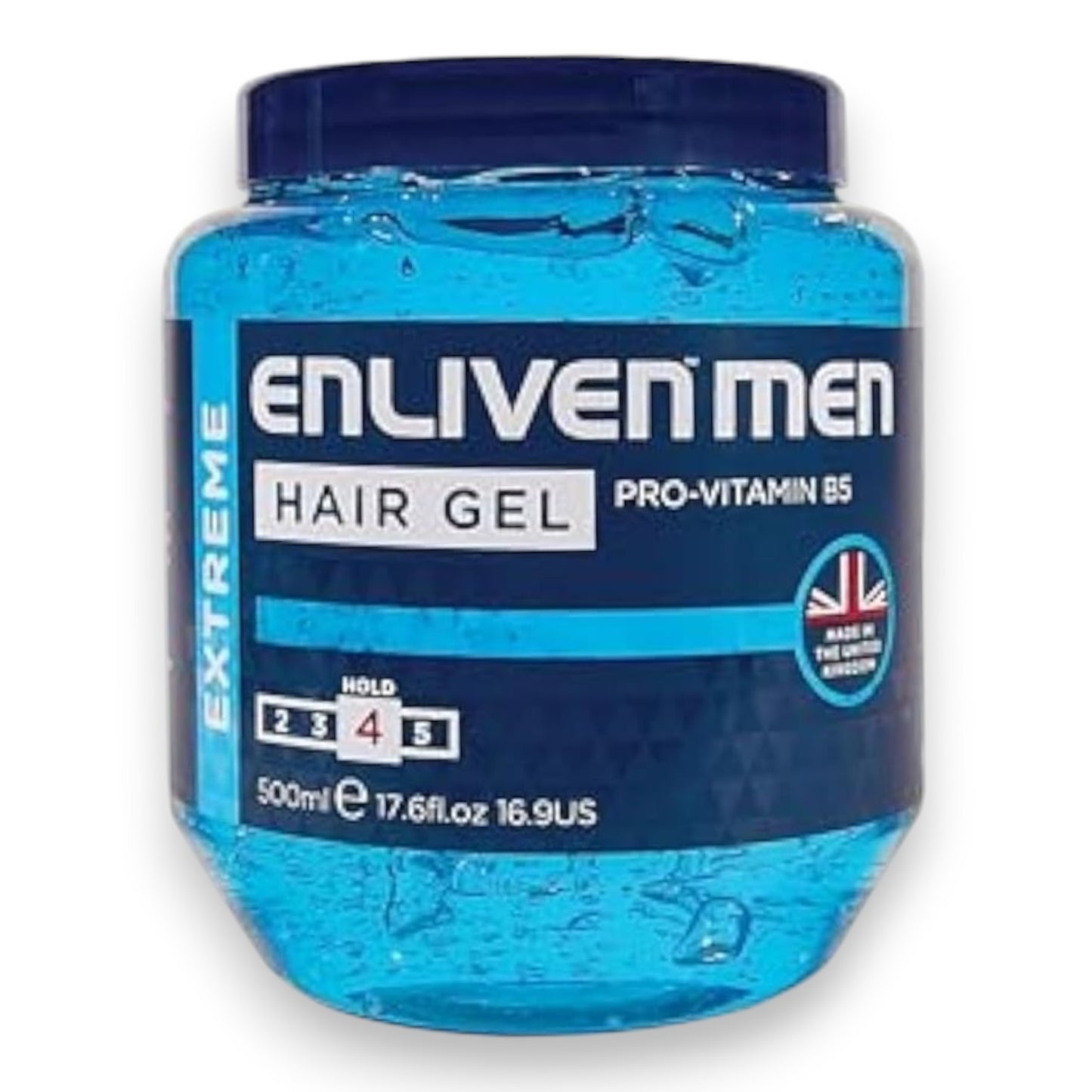 Said Salem Enliven Extreme hair gel in a 500ml blue tub with Pro-Vitamin B5 for strong hold and styling