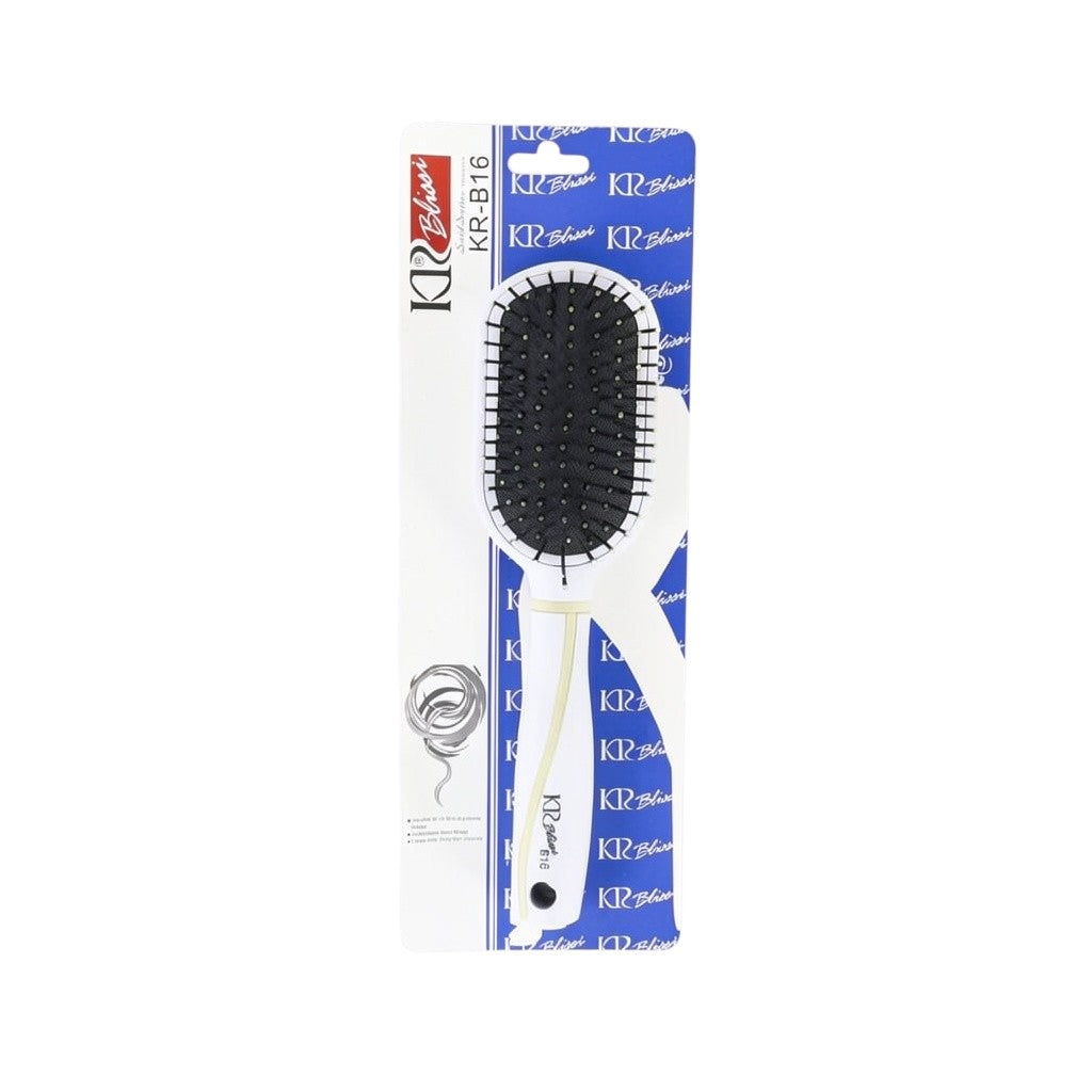 Said Salem KR Hair Styling Brush B16, white oval paddle brush with black bristles for detangling and straightening.
