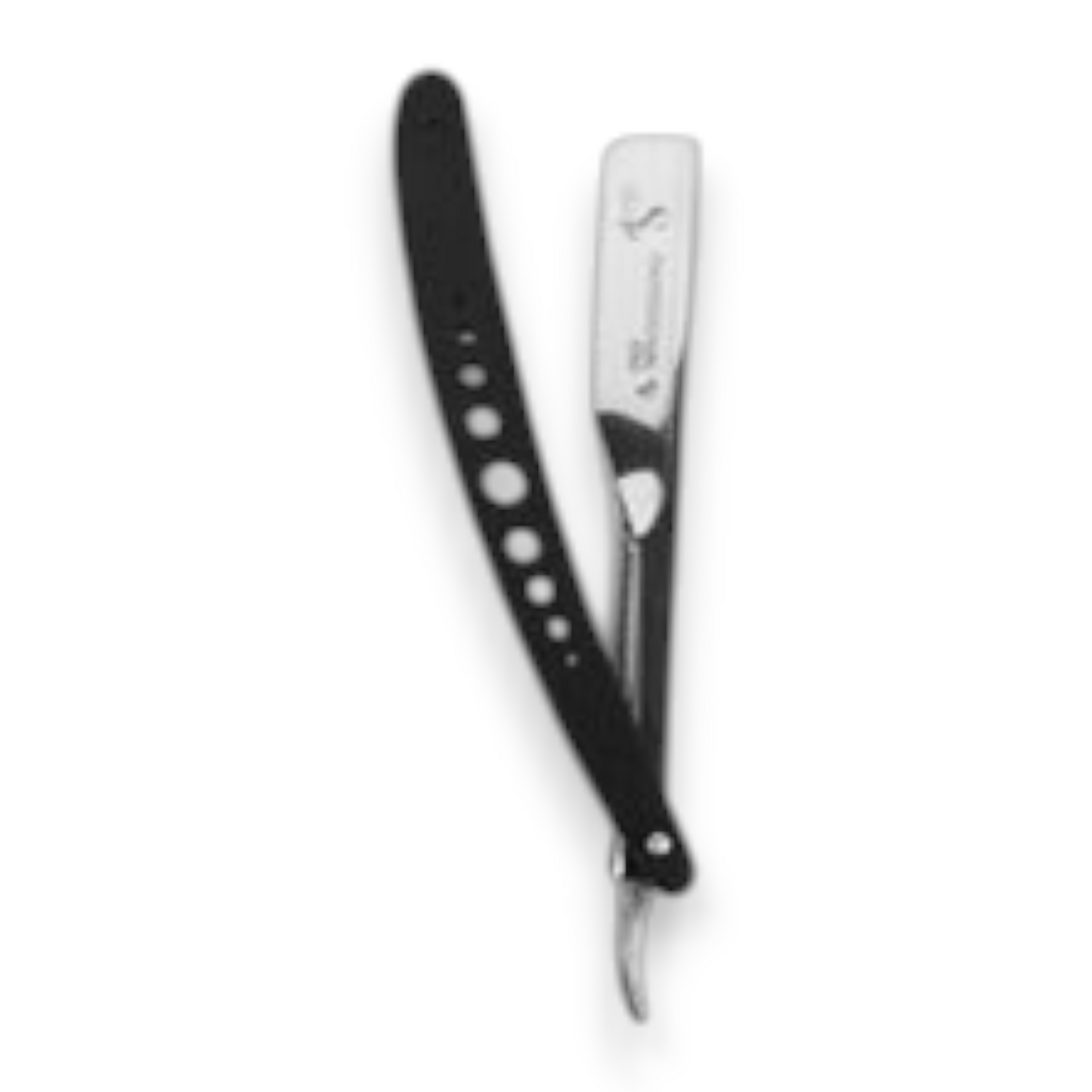 Said Salem professional straight edge razor with a sleek black ergonomic handle and stainless steel blade holder.