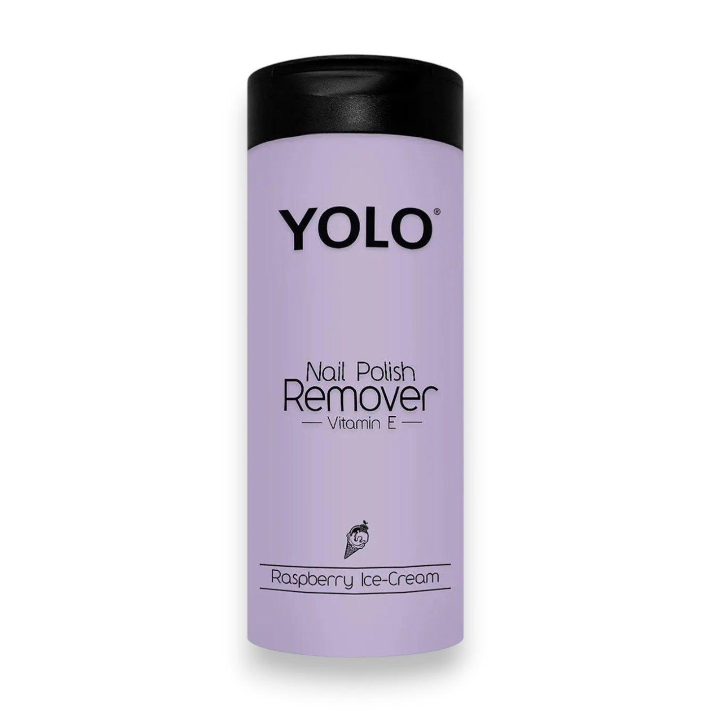 Said Salem YOLO raspberry ice-cream scented nail polish remover in a light purple bottle with Vitamin E