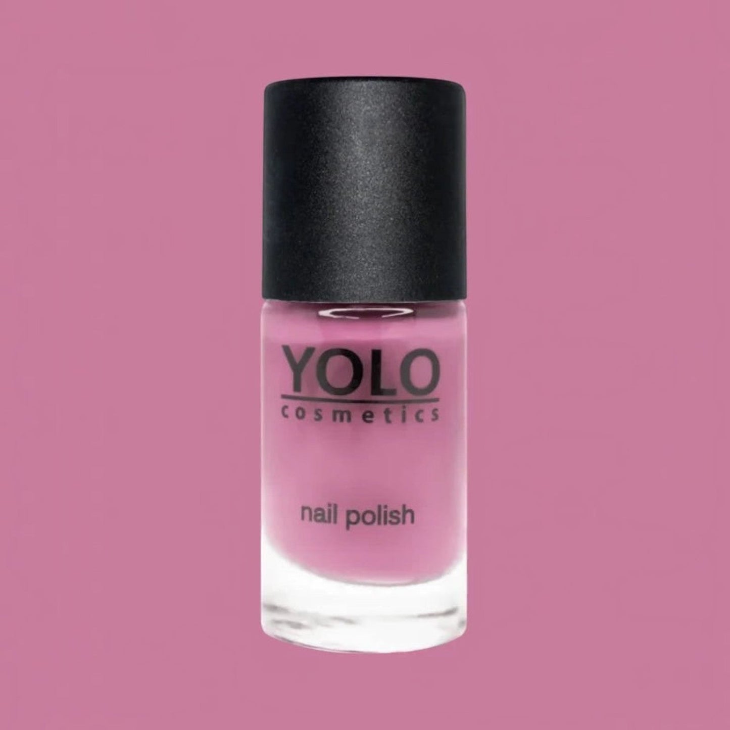 Said Salem YOLO Pink nail polish bottle with a creamy mauve-pink finish and a sleek black cap.