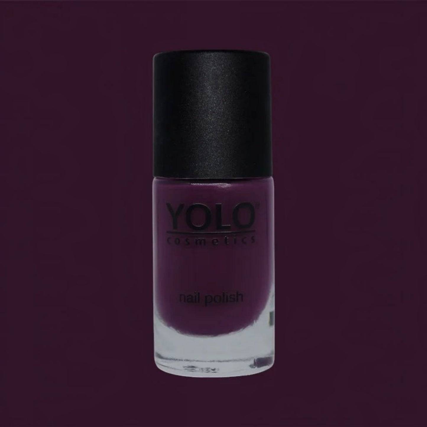 Said Salem YOLO Purple nail polish in a glass bottle with a black cap, featuring a deep, rich plum-purple shade.