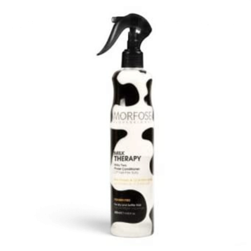 Said Salem Morfose Milk Therapy leave-in hair conditioner spray with a cow-print bottle design for dry hair