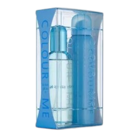 Said Salem ColourMe Sky fragrance set featuring a 100ml eau de parfum and 150ml body spray in a blue presentation box
