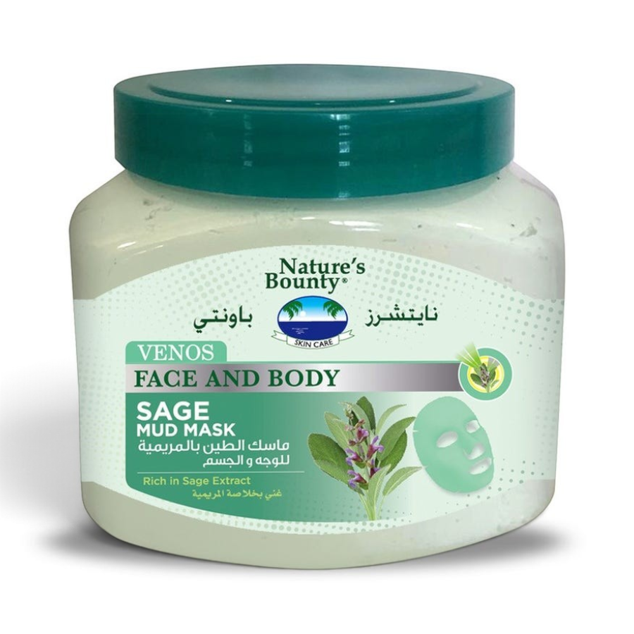 Said Salem Natures Bounty Sage Mud Mask in a 300ml jar for deep cleansing face and body skin care