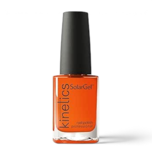 Said Salem KINETICS Solar Gel No. 400 vibrant orange nail polish in a glass bottle with a professional brush cap.