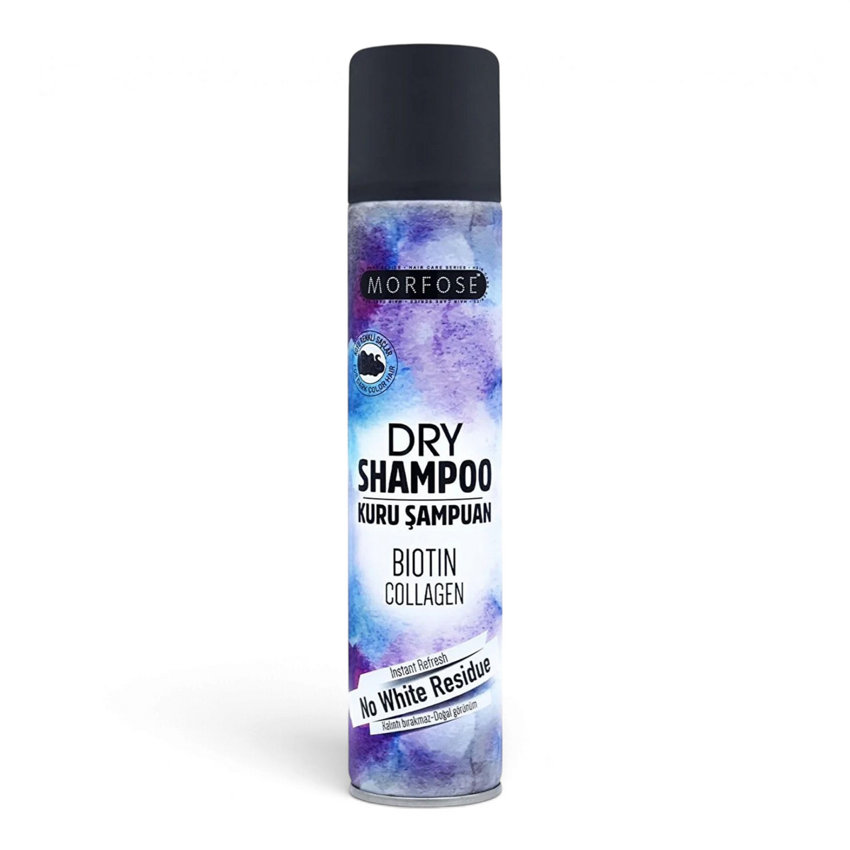 Said Salem Morfose dry shampoo for dark hair with biotin and collagen in a 200ml spray bottle with watercolor design
