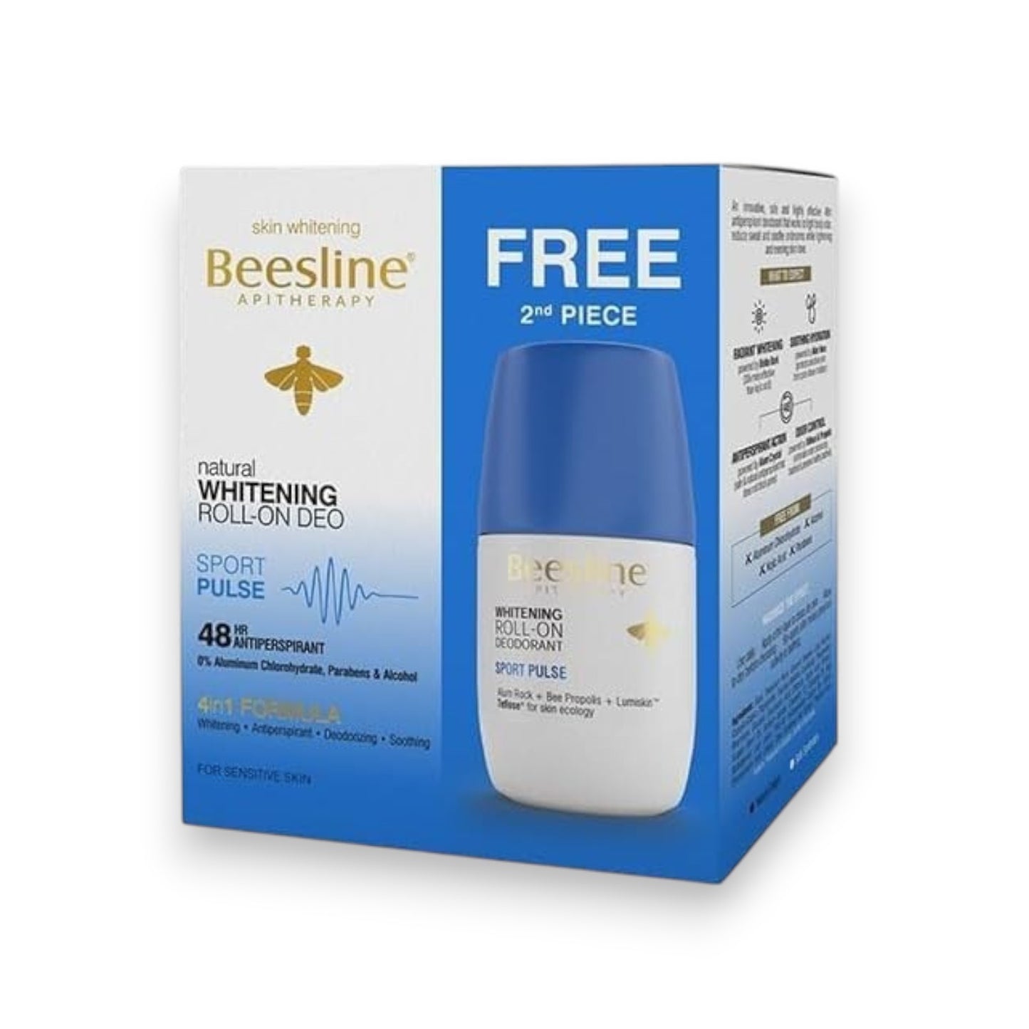 Beesline Whitening Roll-On Deodorant Sport Pulse 48h Protection (1+1) Promo Pack - 50 ml