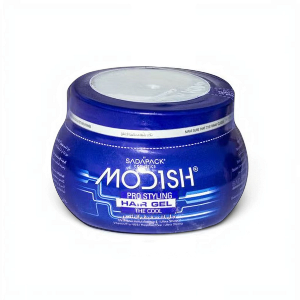 Said Salem Modish Blue Pro Styling hair gel in a 1000ml blue tub with ultra-strong hold and Vitamin Pro-V5