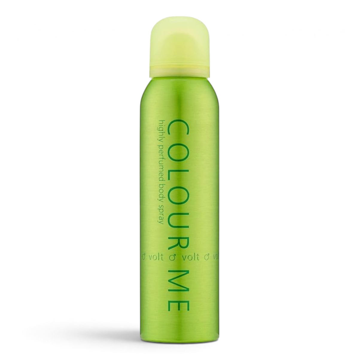 Said Salem Colour Me Volt body spray in a vibrant green 150ml canister with a light yellow cap for men
