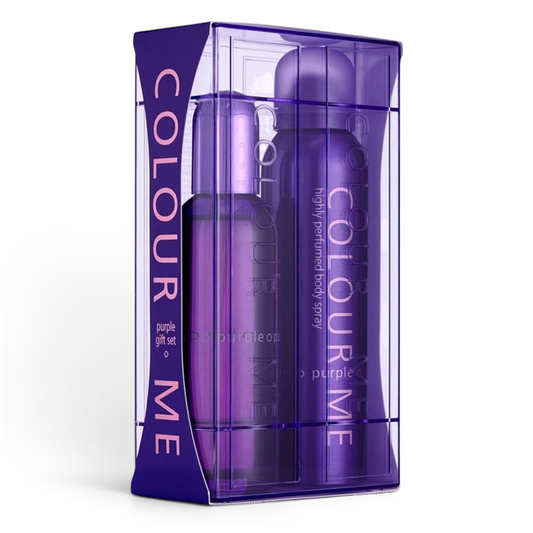 Said Salem Colour Me Purple gift set featuring a 100ml Eau de Parfum and a matching perfumed body spray in purple