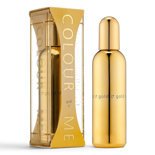 Said Salem Colour Me Gold for men eau de parfum 90ml in a metallic gold bottle with its matching display box