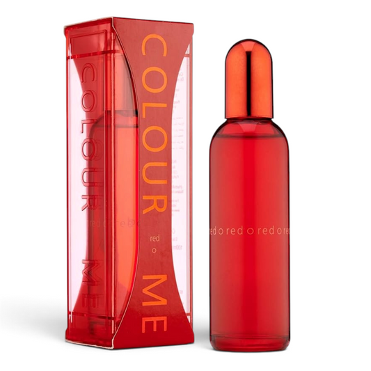 Said Salem Colour Me Red for Women Eau de Parfum in a vibrant red glass bottle with its matching red display box.