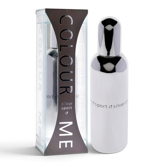 Said Salem Colour Me Sport for Men Eau de Parfum in a sleek silver bottle with metallic cap and clear display box