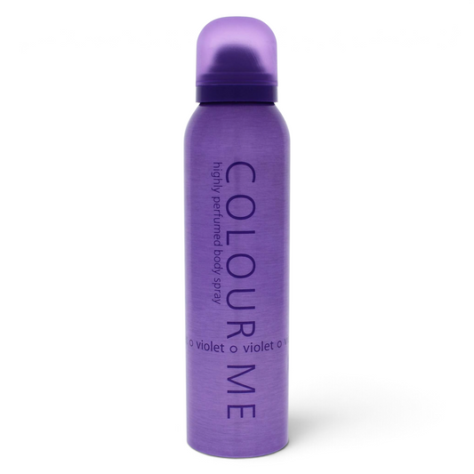 Said Salem Colour Me Violet floral body spray in a 150ml purple canister for women