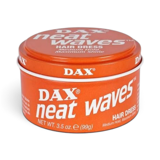 Said Salem Dax Neat Waves hair dress in a 3.5 ounce orange tin for medium hold and maximum shine.