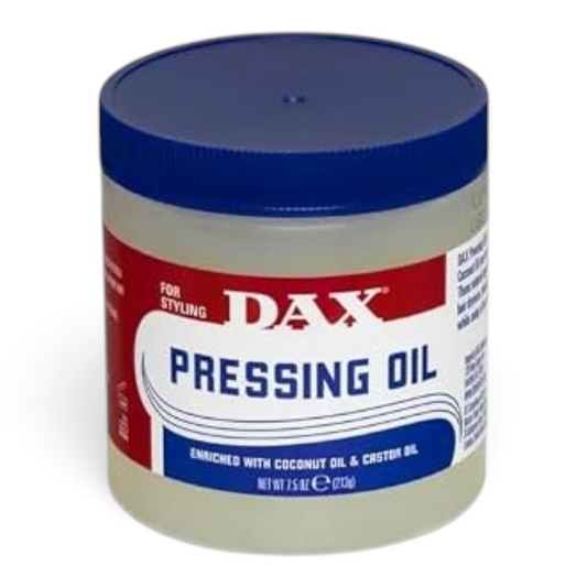 Said Salem Dax Pressing Oil 7.5oz jar with coconut and castor oil for heat protection and sleek hair styling