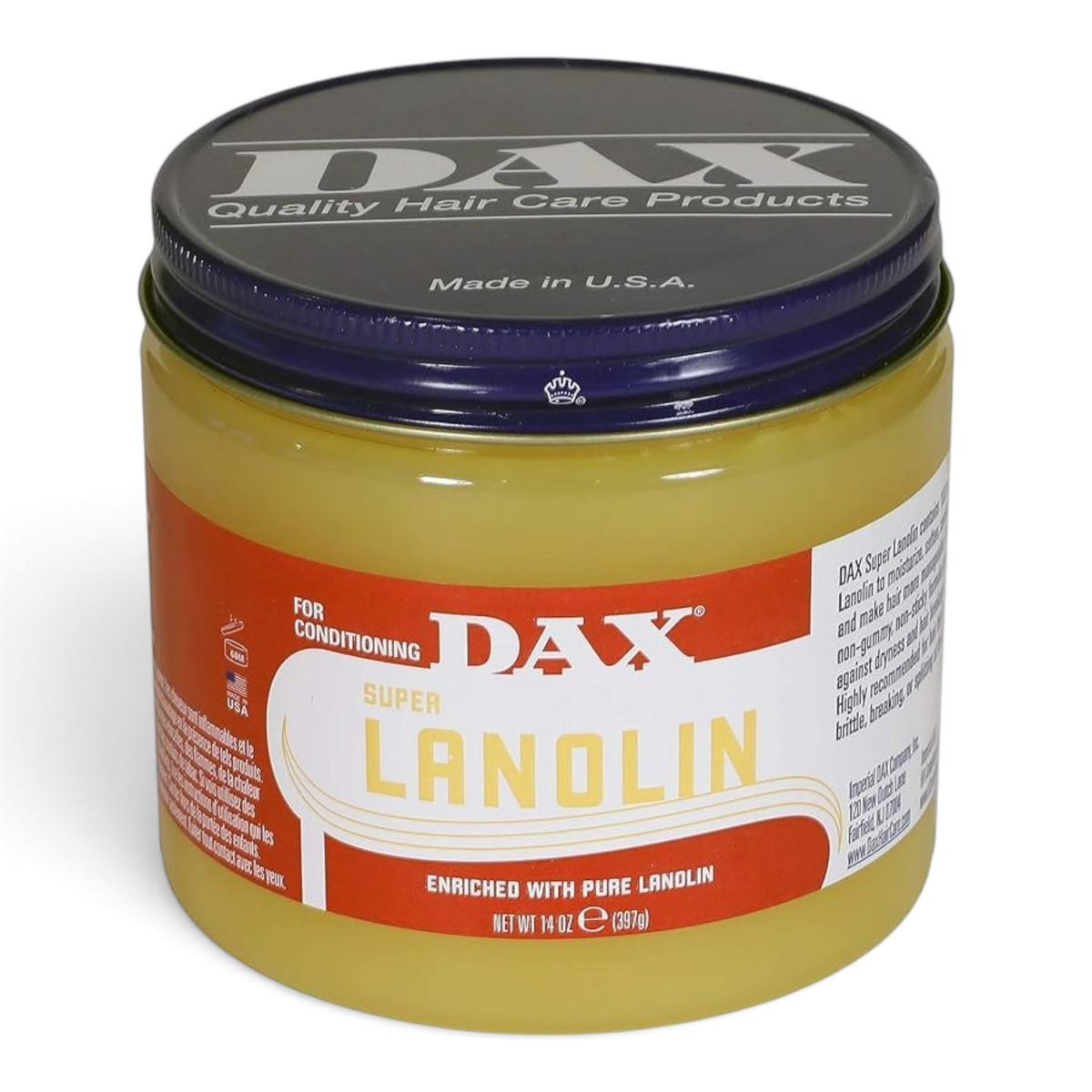 Said Salem Dax Super Lanolin hair conditioner in a 14-ounce jar for deep moisturizing and softening dry hair