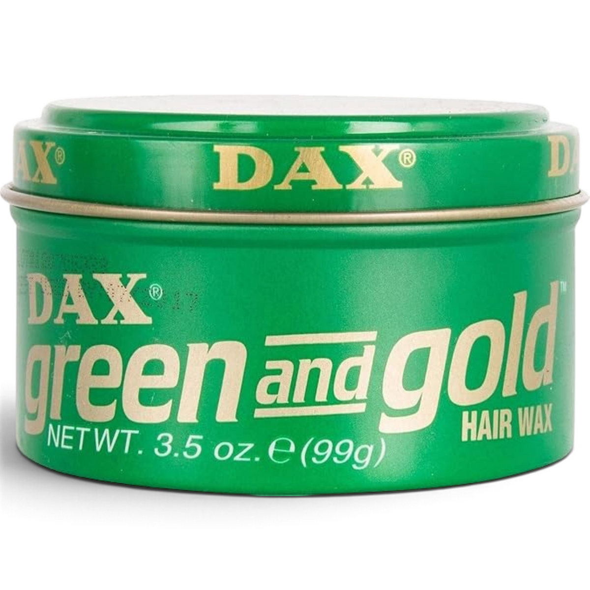 Said Salem Dax Green and Gold hair wax in a 99g green metal tin with gold lettering for strong hold and shine