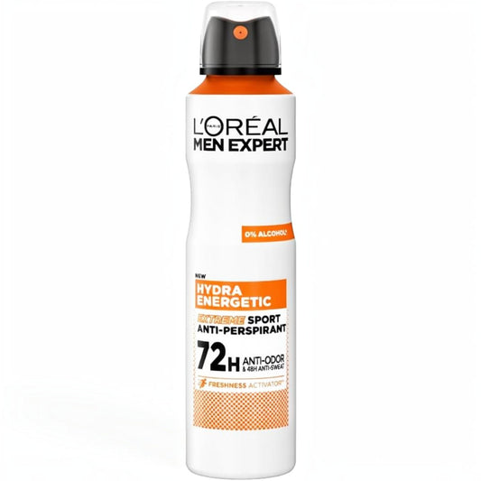 L'Oreal Paris Men Expert Hydra 72H Anti-Odor & 48 Anti-Sweat, 0% Alcohol, Anti-Perspirant Deodorant, 250ml