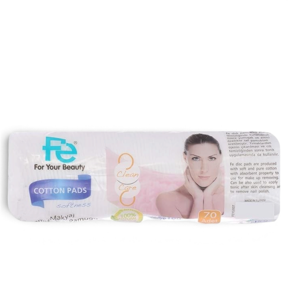 Said Salem FE Cotton Pads Softness pack of 70, featuring 100% natural absorbent cotton for gentle skincare routines.
