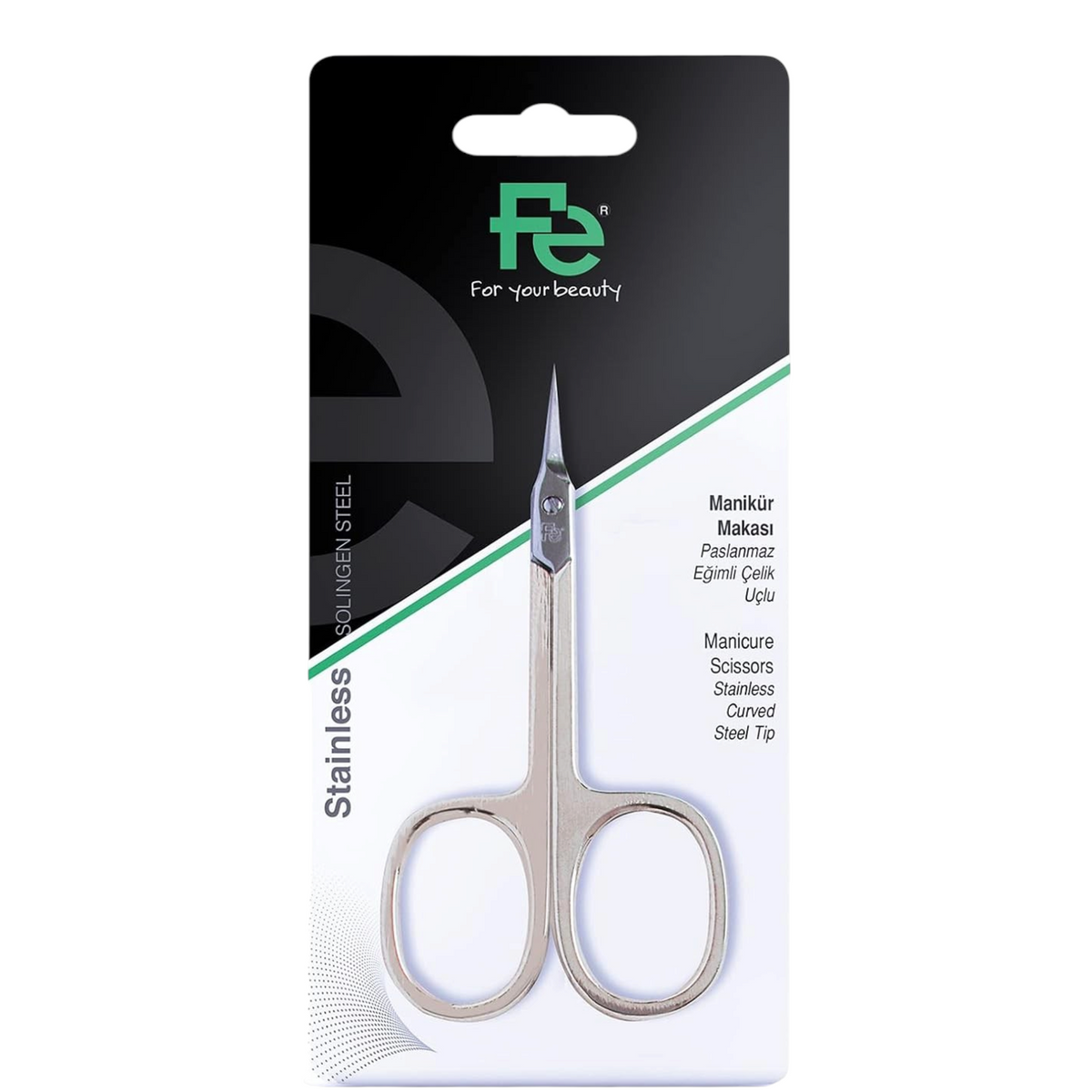 Said Salem FE Manicure Scissors Carbon 4022 with curved stainless steel tips for precise cuticle and nail grooming.