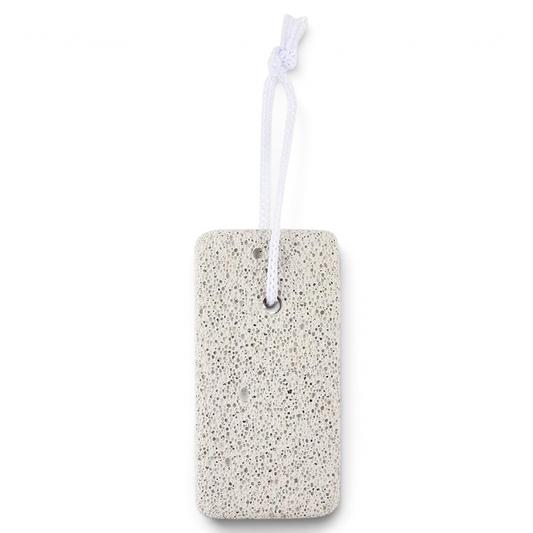 Said Salem natural volcanic pumice stone with a white hanging loop for exfoliating dry skin and calluses.