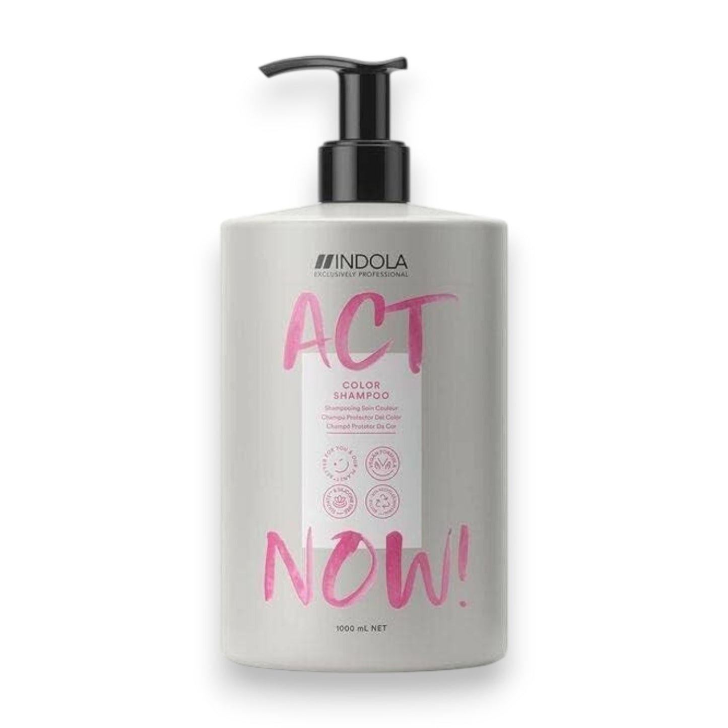 Indola Act Now Color Shampoo With Chia Seed Extracts, For Shine & Combablity Hair, 1000ml