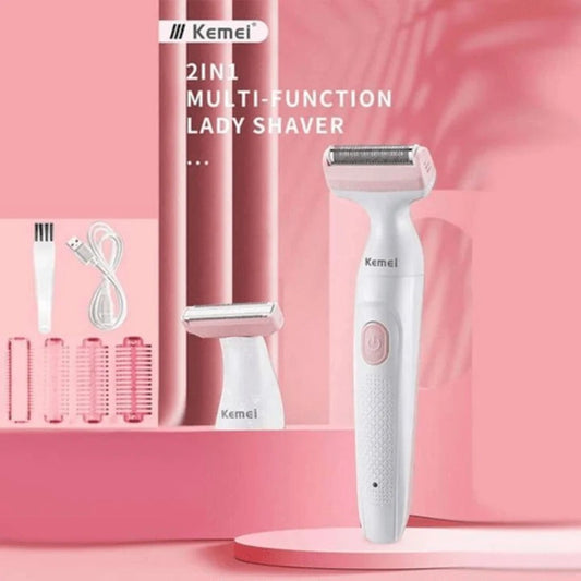 Kemei Professional 2 in 1 Body Trimmer IPX5 KM-133 - White/Pink