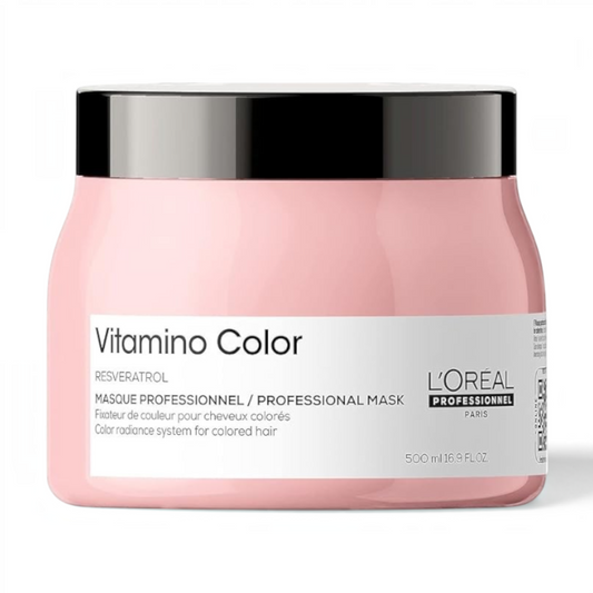 Said Salem L'Oréal Professionnel Vitamino Color Mask in a 500ml pink jar for color-treated hair protection.