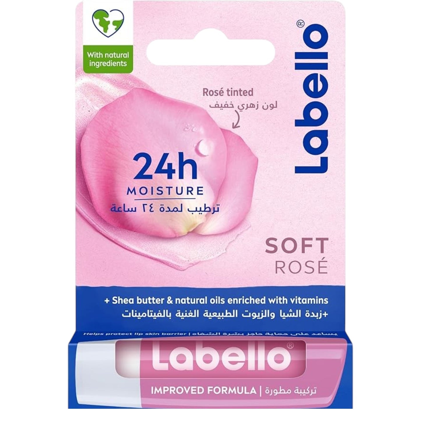 Labello lip balm, moisturising lip care, soft rose, 4.8g