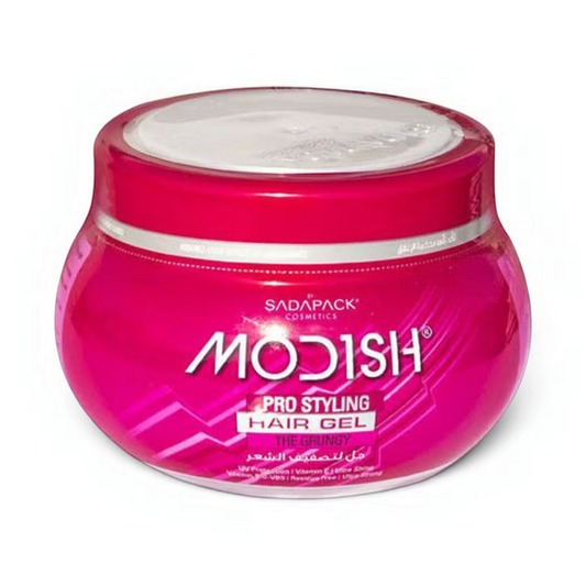 Said Salem Modish Pink hair gel in a 250ml jar, a professional-grade styling gel with Vitamin E and UV protection.