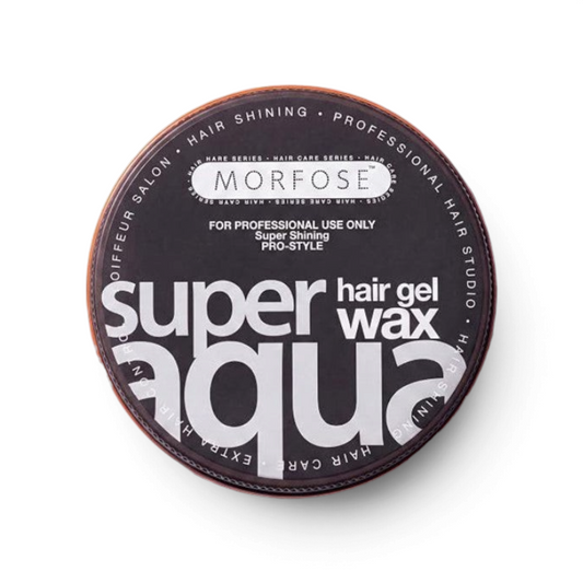 Said Salem Morfose Hair Gel Wax Ultra Aqua in a 175ml jar with a dollop of orange gel texture on a white background.