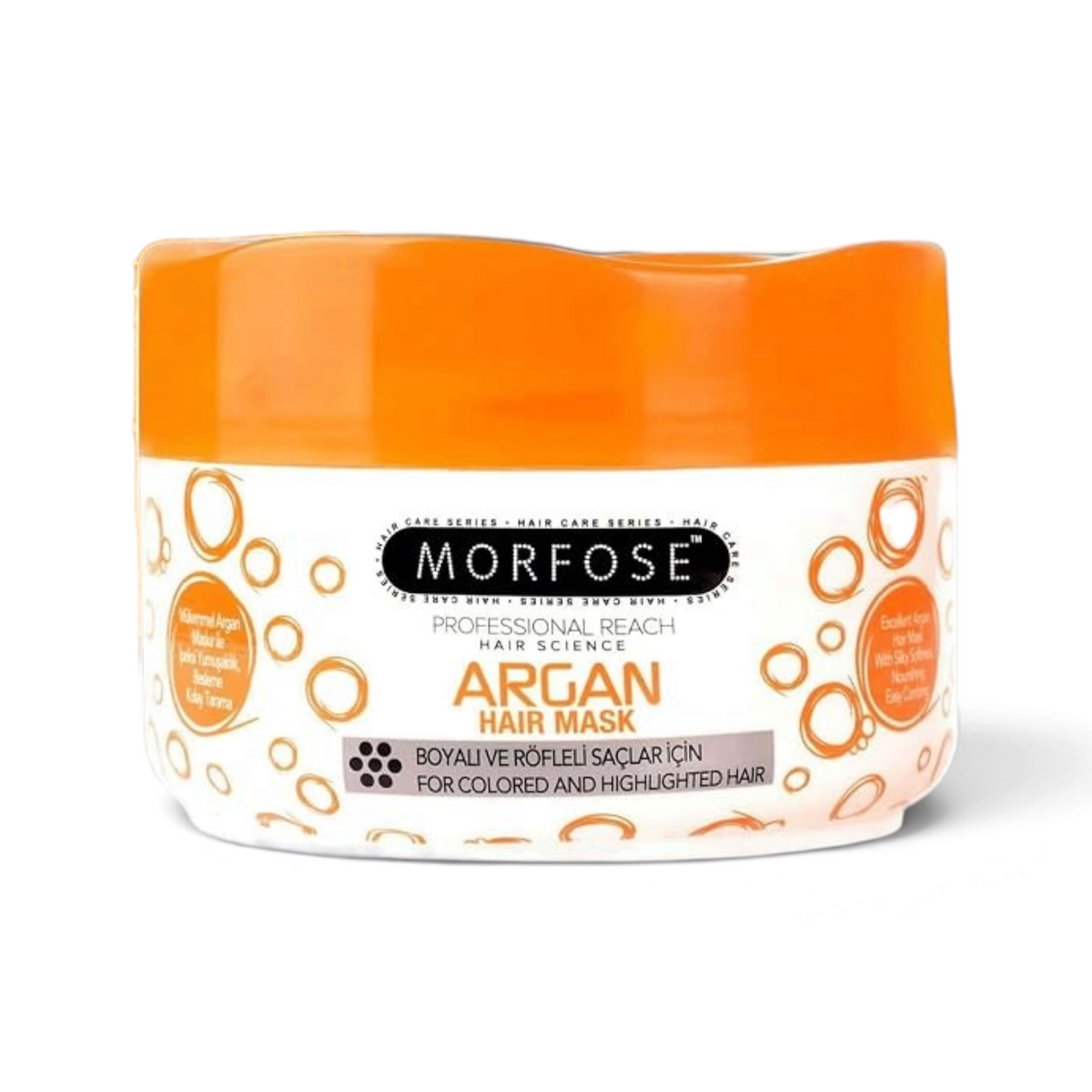 Said Salem Morfose Argan Hair Mask 500ml jar with creamy orange hair treatment texture for colored and highlighted hair