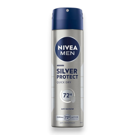 NIVEA MEN Antiperspirant Spray for Men, Silver Protect Antibacterial Protection, 150ml