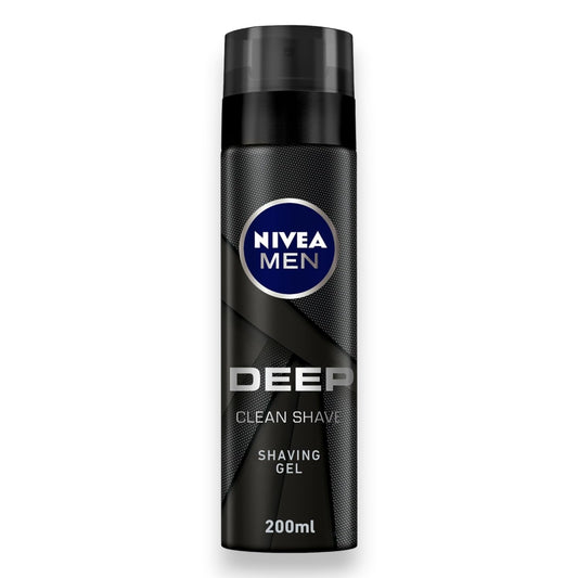 NIVEA MEN Shaving Gel, DEEP Clean Shave Antibacterial Black Carbon, 200ml