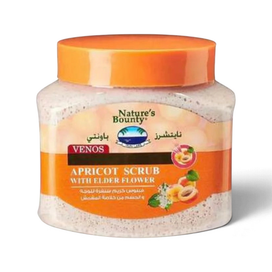 Said Salem Nature's Bounty apricot and elder flower face scrub in a 300ml jar for exfoliating and glowing skin.