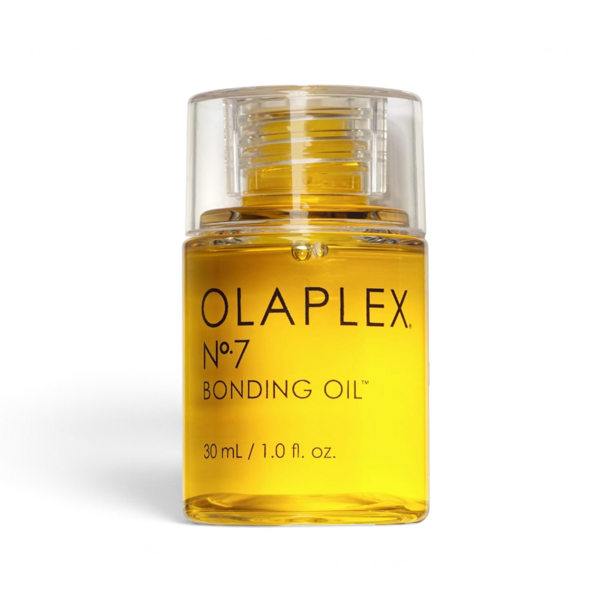 Said Salem OLAPLEX No.7 Bonding Oil 30ml hair treatment in a clear bottle with a yellow liquid formula
