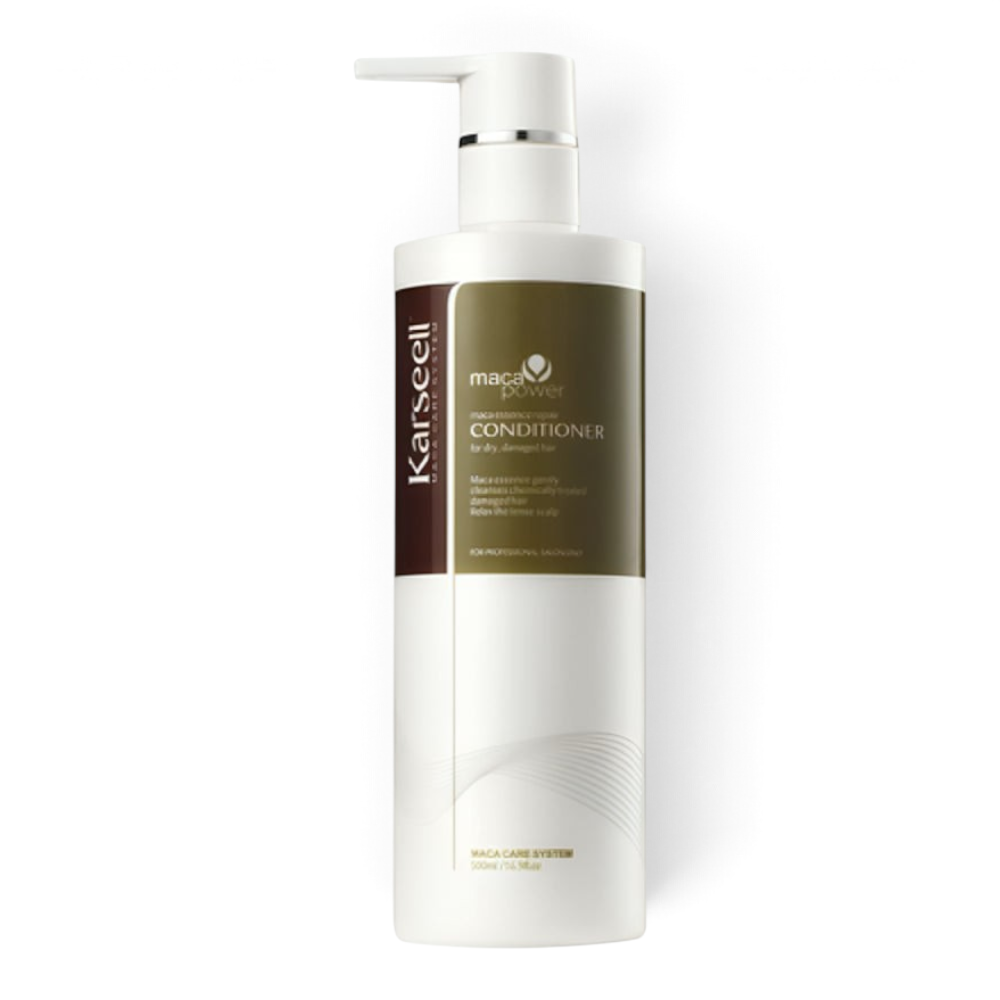 Said Salem Karseell Maca Power repair conditioner in a 500ml white pump bottle for dry and damaged hair