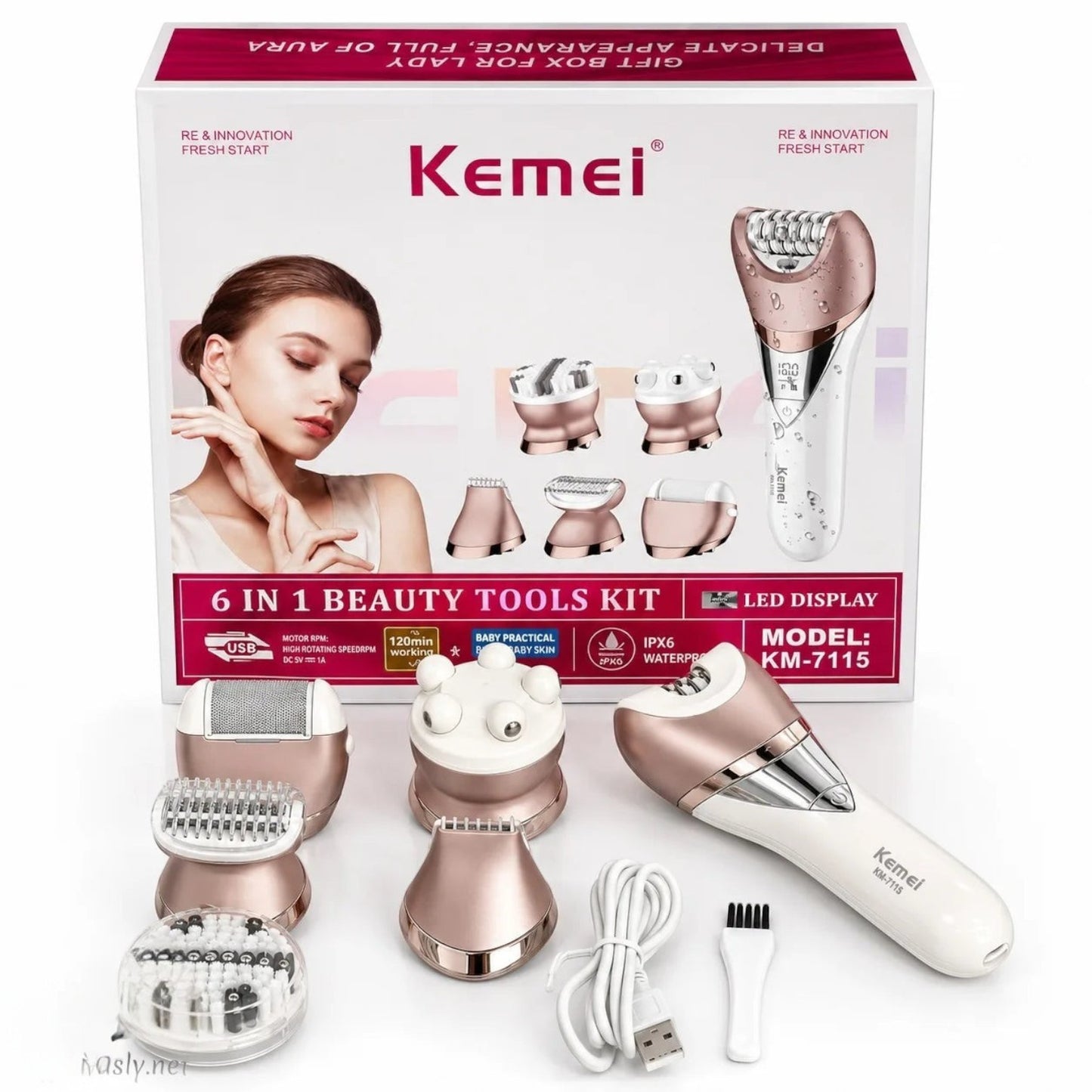 Kemei KM-7115 Multifunctional 6-in-1 Hair Removal Device