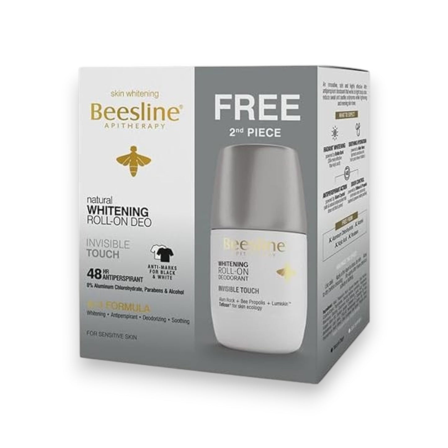 Said Salem Beesline Whitening Roll-On Deodorant 1+1 promo pack with 48h invisible protection for sensitive skin