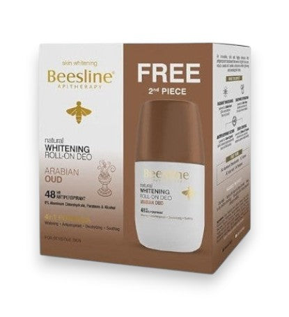 Said Salem Beesline Whitening Roll-On Deodorant Arabian Oud promo pack with two 50ml bottles for 48h protection.