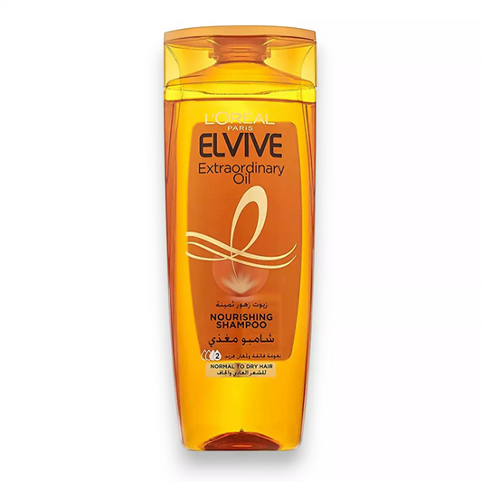 Said Salem L'Oreal Paris Elvive Extraordinary Oil nourishing shampoo bottle for normal to dry hair in amber plastic